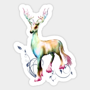 Wonderful fantasy deer in a winter landscape Sticker